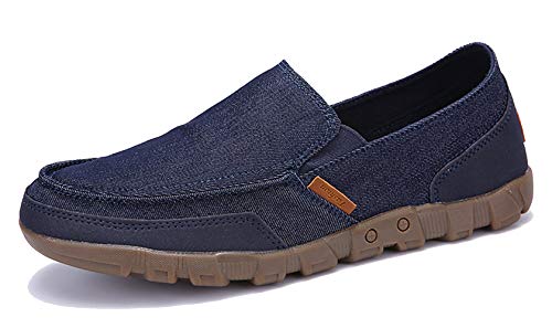 Lnafan Herren-Slipper, lässige Loafers, flache Espadrilles, Segeltuchschuhe, Bootsschuhe, Walking-Fahrschuhe, dunkelblau, 12.5 UK von Lnafan