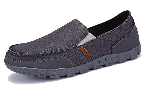 Lnafan Herren Schlupfschuhe Casual Slipper Flats Espadrilles Canvas Schuhe Bootsschuhe Wanderschuhe, Grau - grau - Größe: 46 EU von Lnafan