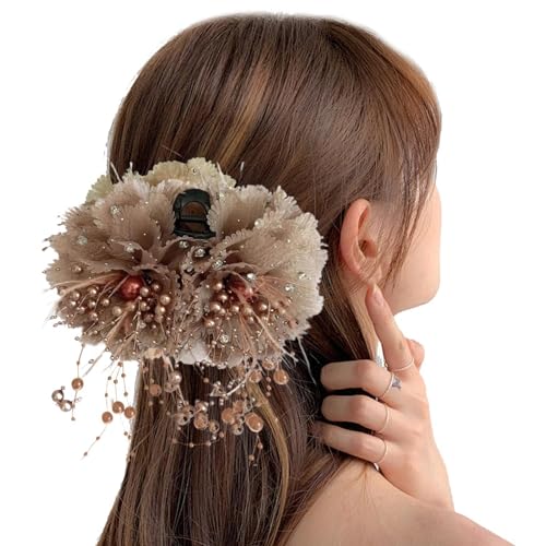 Lnhgh Blumenhaarclip für Frauen, künstliche Blumenhaarclip | Nonrutsche Blütenklauenstifte Perlen Tassels Bud Haarnadel,Gefälschte Boho -Pins Kopfschmuck, Frisuren für Frauen Mädchen von Lnhgh