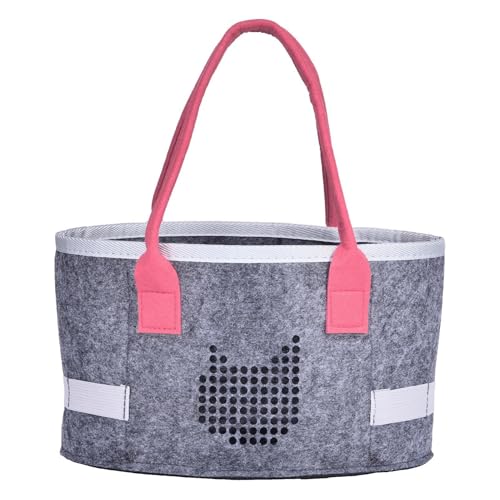 Lnhgh Filztasche mit Griffen, Filztransportkoffer - Oval Filz transportieren Reisetasche,Tragbarer Audio -Player -Organizer, Faltbare Kinder -Reisespielzeugbehälter mit Griffen, kosmetischer Behälter von Lnhgh