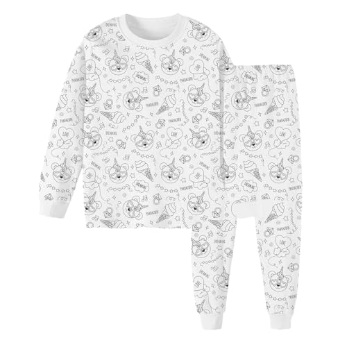 Lnhgh Kinder-Pyjamas zum Ausmalen,Pyjama-Set zum Ausmalen für Kinder | Skizze Buntes Pyjama-Set - Kinderkunst: Malen Sie Ihr eigenes langärmliges Oberteil und Ihre eigene Hose aus, DIY Kinderhandwerk, von Lnhgh