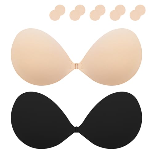 Klebe BH Push up Ohne Träger Damen Trägerloser BH zum Kleben Sticky Bra Rückenfreier Klebe-BHS Trägerlos Klebebh Unsichtbarer Strapless Große Brust Klebepads Kleine Brüste für Rückenfreies Kleid von Lnmyic