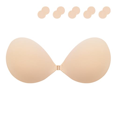 Klebe BH Push up Ohne Träger Damen Trägerloser BH zum Kleben Sticky Bra Rückenfreier Klebe-BHS Trägerlos Klebebh Unsichtbarer Strapless Große Brust Klebepads Kleine Brüste für Rückenfreies Kleid von Lnmyic