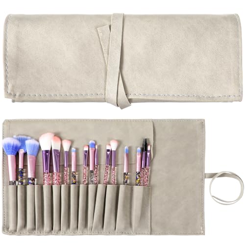 Lnngub Make-up-Pinseltasche, Make-up-Pinselrolle, Make-up-Pinsel-Organizer, Make-up-Pinselhalter, Reise-Make-up-Pinseltasche, Make-up-Tasche für Damen, Kosmetikpinsel, Make-up-Pinseletui, aufrollbares von Lnngub