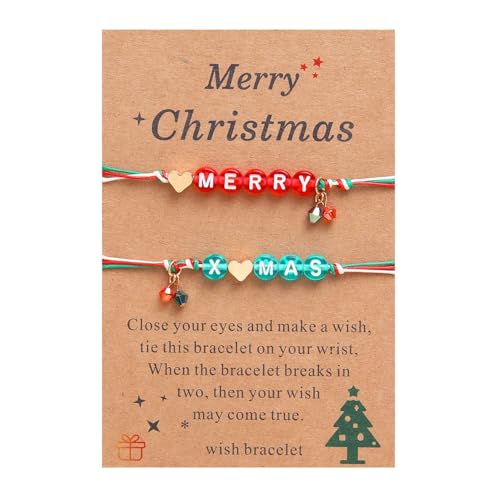 2-teiliges Weihnachtsarmbänder-Set für Damen und Herren, kreativer Weihnachtsmann-Anhänger, handgewebtes Armband, modisches gewebtes Armband, verstellbare Freundschaftsarmbänder mit Karte für Damen 2-teiliges Weihnachtsarmbänder-Set für Damen und Herren, kreativer Weihnachtsmann-Anhänger, handgewebtes Armband, modisches gewebtes Armband, verstellbare Freundschaftsarmbänder mit Karte für Damen von Lnnmomn
