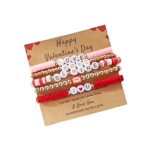 Lnnmomn Armbänder für Frauen, mehrlagiges, gestapeltes Armband, rosa Tonperlen, Armband-Set, Liebesherz, Armbänder, Großpackung, niedlich, rosa, rot, stapelbar, Stretch-Armbänder, Geburtstagszubehör Lnnmomn Armbänder für Frauen, mehrlagiges, gestapeltes Armband, rosa Tonperlen, Armband-Set, Liebesherz, Armbänder, Großpackung, niedlich, rosa, rot, stapelbar, Stretch-Armbänder, Geburtstagszubehör von Lnnmomn