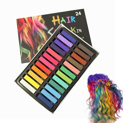 24 Farben Set Haarkreide, Haarfärbemittel Pastellkreide, Haarfarbe Kinder Auswaschbar, Hair Chalk Für Halloween Karneval Festivals Und Cosplay Partys, Auswaschbar von Lnwaci