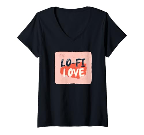 Damen Hübsche Farben mit Lo Fi Love Statement Kostüm T-Shirt mit V-Ausschnitt Damen Hübsche Farben mit Lo Fi Love Statement Kostüm T-Shirt mit V-Ausschnitt von Lo-Fi Outfit