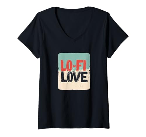 Damen Schönes Lo-Fi-Liebesemblem T-Shirt mit V-Ausschnitt von Lo-Fi Outfit