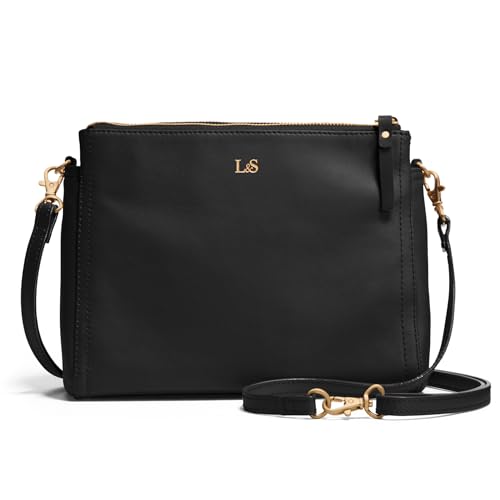 Lo & Sons The Pearl - Premium Crossbody Bag Made with Genuine Cactus Leather, Versatile Small Shoulder Bag for Women, Schwarz / Gold / Lavendel, Cactus Leather Lo & Sons The Pearl - Premium Crossbody Bag Made with Genuine Cactus Leather, Versatile Small Shoulder Bag for Women, Schwarz / Gold / Lavendel, Cactus Leather von Lo & Sons