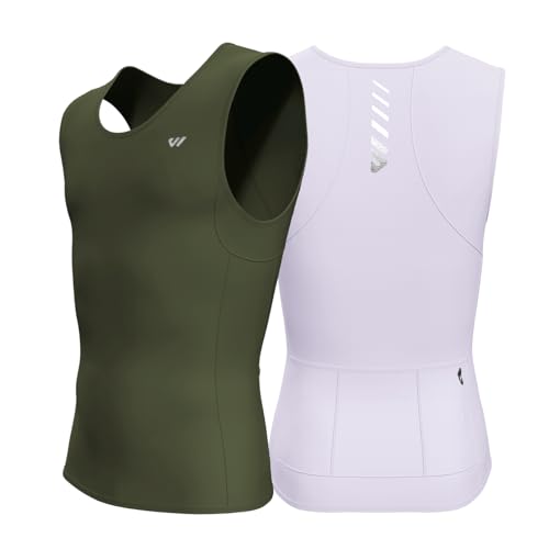 Lo.gas Rennrad Trikot Herren Ärmellos Radtrikot – Angenehm kühlend leicht Fahrradtrikot mit Taschen für Radsport und Training – 2er-Pack Olivgrün+Lila L von Lo.gas
