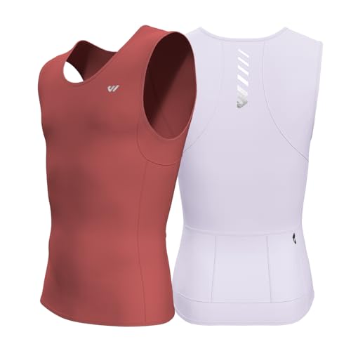 Lo.gas Rennrad Trikot Herren Ärmellos Radtrikot – Angenehm kühlend leicht Fahrradtrikot mit Taschen für Radsport und Training – 2er-Pack Rot+Lila M von Lo.gas