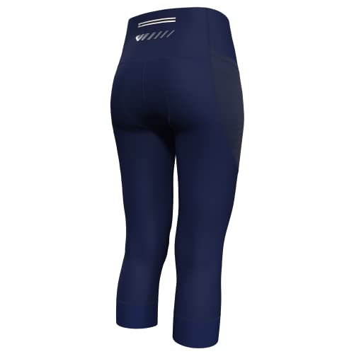 Lo.gas Fahrradhose Damen Gepolstert 3/4 Radlerhose High Waist Radhose Polster Elastische Radlershorts Mit Tasche S Blau von Lo.gas