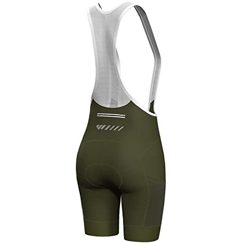 Lo.gas Fahrradhose Damen Gepolstert Mit TräGer Fahrrad TräGerhose Damen Bib Shorts Fahrradhose Schnell Trocknende StoßFeste Fahrradunterhose Mit 4d Polster Tasche Pitch Grün M von Lo.gas