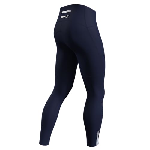 Lo.gas Fahrradhose Herren Lang Gepolstert,Radhose Radlerhose Atmungsaktive Schnelltrocknende Leggings mit 2 Seitentaschen und 1 Reißverschlusstasche Reflektorstreifen Blau Medium von Lo.gas