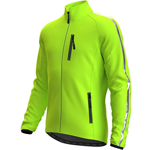 Lo.gas Herren Fahrrad Jacke Thermo Radjacke Herren Fahrradjacke Winter Fahrradbekleidung Fleece Radsport-Jacken für Winddichte Atmungsaktiv Laufjacke Grün L von Lo.gas