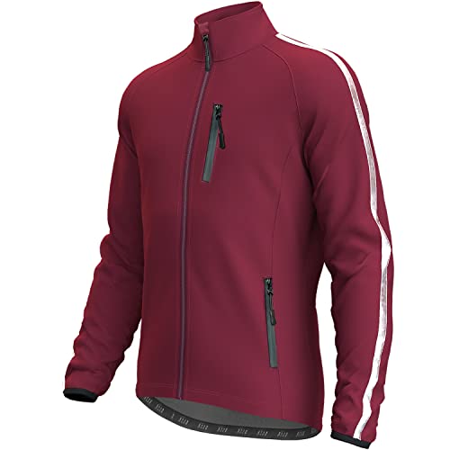 Lo.gas Herren Fahrrad Jacke Thermo Radjacke Herren Fahrradjacke Winter Fahrradbekleidung Fleece Radsport-Jacken für Winddichte Atmungsaktiv Laufjacke Rot L von Lo.gas