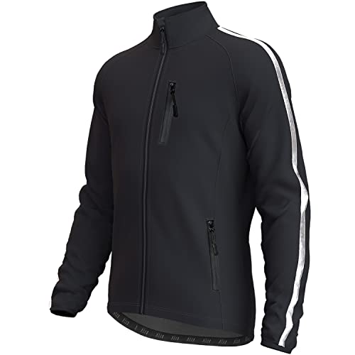 Lo.gas Herren Fahrrad Jacke Thermo Radjacke Herren Fahrradjacke Winter Fahrradbekleidung Fleece Radsport-Jacken für Winddichte Atmungsaktiv Laufjacke Schwarz 2XL von Lo.gas