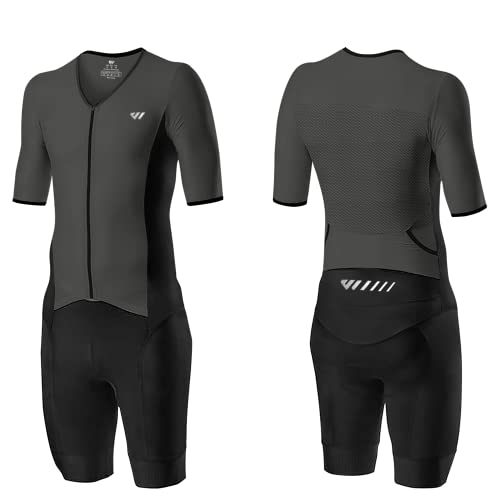 Lo.gas Herren Pro Trisuit Kurzarm Triathlonanzug für Ironman-Rennen und Triathlon-Wettkämpfe - Hochwertiger Triathlon-Anzug für Herren Grau M von Lo.gas