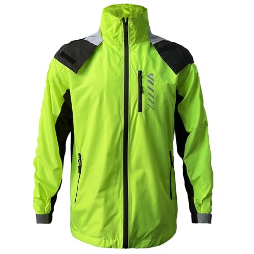 Lo.gas Herren Regenjacke wasserdicht mit Kapuze ，Regenmantel für Radfahren Regenmantel für Radfahren Laufen Windbreaker Allwetter Grün,L von Lo.gas