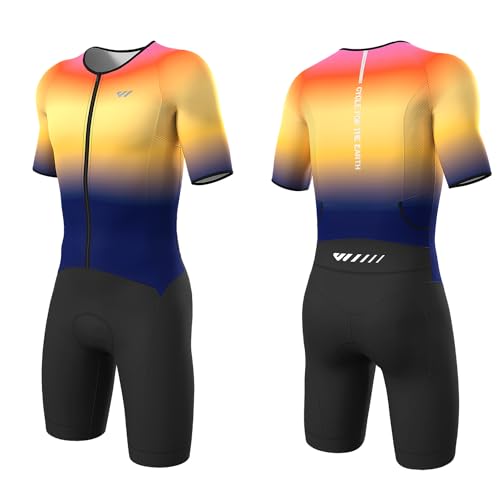 Lo.gas Herren Trisuit Kurzarm Triathlonanzug für Ironman-Rennen und Triathlon-Wettkämpfe - Hochwertiger Triathlon-Anzug für Herren,Orange L von Lo.gas