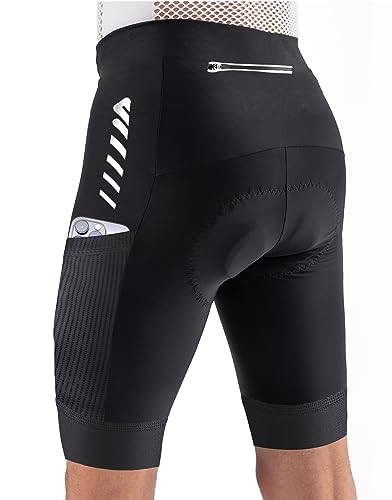 Lo.gas Radhose Herren Kurz Gepolstert 4D Fahrradhose Herren Kurz Gepolstert Schnelltrockende Elastische mit Reflektorstreifen,Schwarz,XXL von Lo.gas