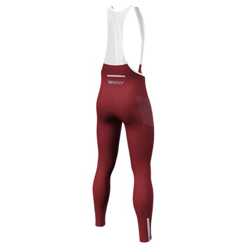 Lo.gas Radhose Lang Herren Gepolstert Mit TräGer Fahrradhose Radlerhose Winter Elastizität Winddicht Atmungsaktiv Schnell Trocknend Fahrrad Trägerhose mit Taschen-RotXX-Large von Lo.gas
