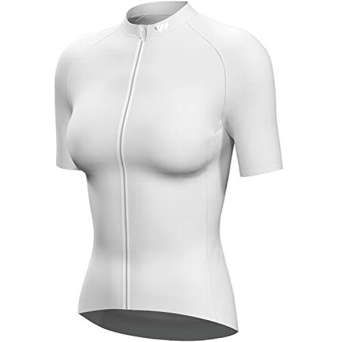 Lo.gas Radtrikot Damen Kurzarm,Fahrradtrikot Rennrad Trikot Atmungsaktiv Frauen Fahrrad Shirt Sommer Fahrradjacke Radfahren Top Mit 3 Taschen L Beige von Lo.gas