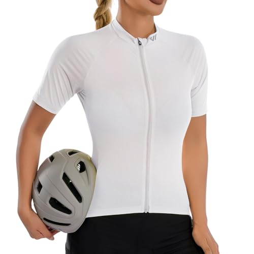 Lo.gas Radtrikot Damen Kurzarm,Fahrradtrikot Rennrad Trikot Atmungsaktiv Frauen Fahrrad Shirt Sommer Fahrradjacke Radfahren Top Mit 3 Taschen S Beige von Lo.gas