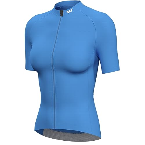 Lo.gas Radtrikot Damen Kurzarm,Fahrradtrikot Rennrad Trikot Atmungsaktiv Frauen Fahrrad Shirt Sommer Fahrradjacke Radfahren Top Mit 3 Taschen L Blau von Lo.gas