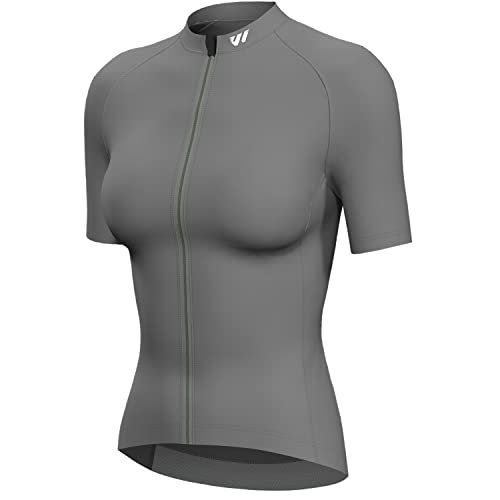 Lo.gas Radtrikot Damen Kurzarm,Fahrradtrikot Rennrad Trikot Atmungsaktiv Frauen Fahrrad Shirt Sommer Fahrradjacke Radfahren Top Mit 3 Taschen S Grau von Lo.gas