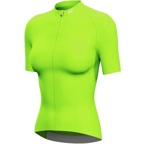 Lo.gas Radtrikot Damen Kurzarm,Fahrradtrikot Rennrad Trikot Atmungsaktiv Frauen Fahrrad Shirt Sommer Fahrradjacke Radfahren Top Mit 3 Taschen grün L von Lo.gas