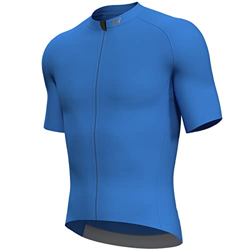 Lo.gas Radtrikot Herren Kurzarm, Rennrad Trikot Durchgehender Reißverschluss mit 3 Taschen, Blau, L von Lo.gas