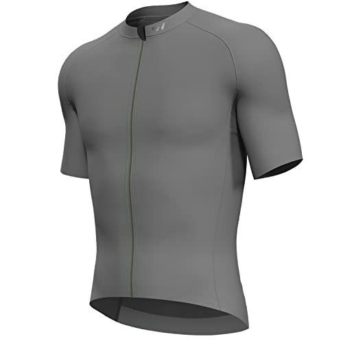 Lo.gas Radtrikot Herren Kurzarm, Rennrad Trikot Durchgehender Reißverschluss mit 3 Taschen, Grau, M von Lo.gas