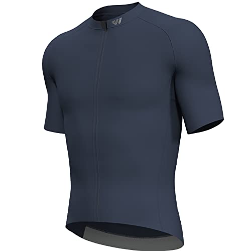 Lo.gas Radtrikot Herren Kurzarm, Rennrad Trikot Durchgehender Reißverschluss mit 3 Taschen, Grau Blau, L von Lo.gas