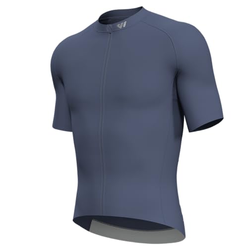 Lo.gas Radtrikot Herren Kurzarm, Rennrad Trikot Durchgehender Reißverschluss mit 3 Taschen, Grau Blau, S von Lo.gas