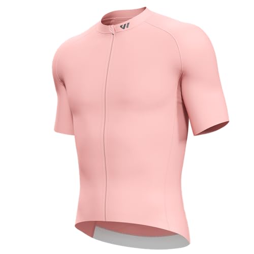 Lo.gas Radtrikot Herren Kurzarm, Rennrad Trikot Durchgehender Reißverschluss mit 3 Taschen, Rosa, S von Lo.gas