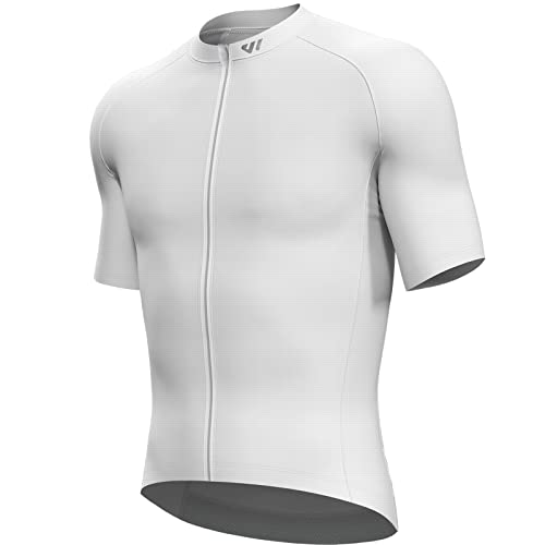 Lo.gas Radtrikot Herren Kurzarm, Rennrad Trikot Durchgehender Reißverschluss mit 3 Taschen, Elfenbein Weiß, XL von Lo.gas