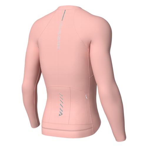 Lo.gas Radtrikot Herren Langarm, Rennrad Trikot Durchgehender Reißverschluss mit 3 Taschen, Rosa, XL von Lo.gas