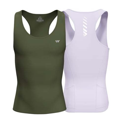 Lo.gas Radtrikot Herren Ärmellos Rennrad Trikot – Angenehm kühlend leicht Fahrradtrikot mit Taschen Ideal für Fitness, Alltag – 2er Pack Olivgrün+Lila XL von Lo.gas