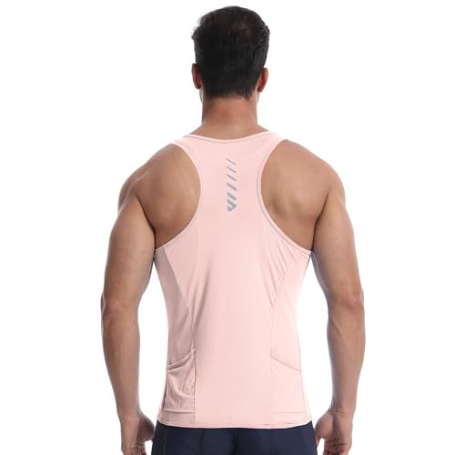 Lo.gas Radtrikot Herren Ärmellos Rennrad Trikot – Angenehm kühlend leicht Fahrradtrikot mit Taschen Ideal für Fitness, Alltag – Pink, XXL von Lo.gas