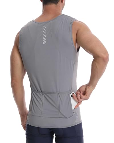 Lo.gas Rennrad Trikot Herren Ärmellos Radtrikot – Angenehm kühlend leicht Fahrradtrikot mit Taschen für Radsport und Training – Grau, M von Lo.gas