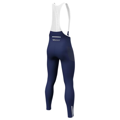 Lo.gas Radhose Lang Herren Gepolstert Mit TräGer Fahrradhose Radlerhose Winter Elastizität Winddicht Atmungsaktiv Schnell Trocknend Fahrrad Trägerhose mit Taschen-BlauMedium von Lo.gas