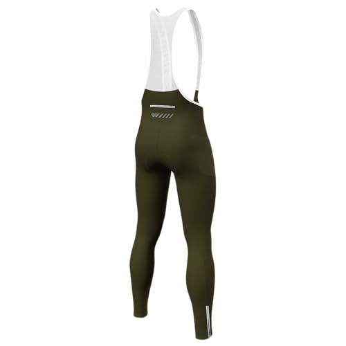 Log.as Radhose Lang Herren Gepolstert Mit TräGer Fahrradhose Radlerhose Winter Elastizität Winddicht Atmungsaktiv Schnell Trocknend Fahrrad Trägerhose mit Taschen-GrünX-Large von Lo.gas