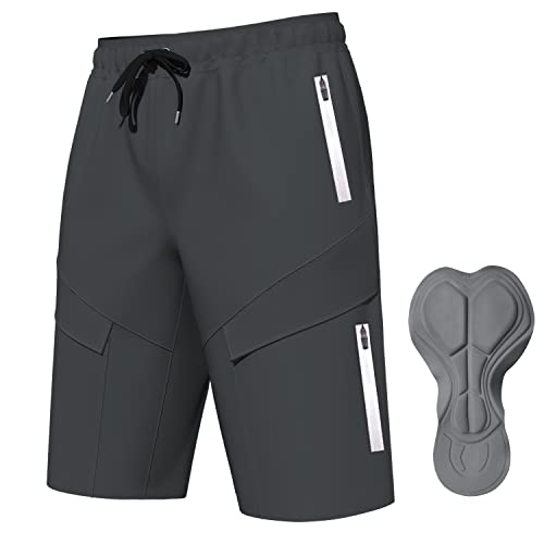 Logas MTB Herren Radlerhose,Herren Mountainbike Shorts Atmungsaktiv Radhose ，MTB Shorts für Männer mit 6 Taschen,Grau,M von Lo.gas