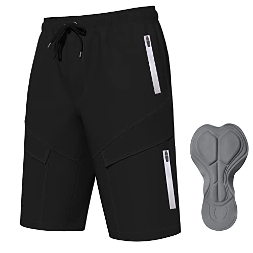 Logas MTB Herren Radlerhose,Herren Mountainbike Shorts Atmungsaktiv Radhose ，MTB Shorts für Männer mit 6 Taschen,Schwarz,XXL von Lo.gas