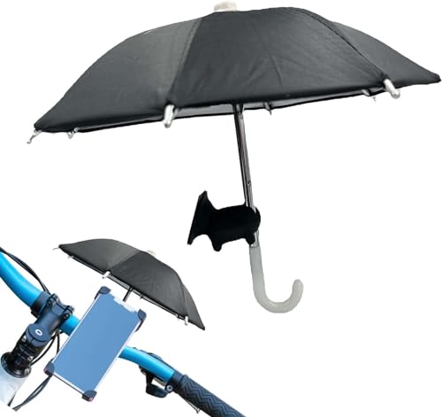 2pcs Handy Regenschirm, Multifunktionaler Handy Regenschirm Halter, Telefon Regenschirm Saugnapf Stand, mit Saugnapf Mini Regenschirm, für Telefon Griff Sonnenschirm (Black) von LoKori