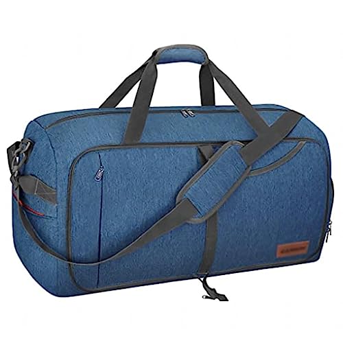 65L Reisetasche für Männer und Frauen, Faltbar, Wochenendtasche mit Schuhfach, Sporttasche, Handgepäcktasche für Wochenendsport, Fitnessstudio, Urlaub,A von LoKori