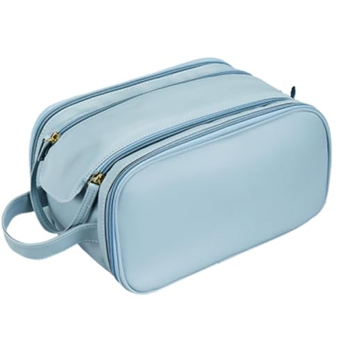 Multifunktionale Make-up-Tasche aus PU-Leder, Kosmetik- und Kulturtasche mit Doppeltem Reißverschluss, wasserdichte Make-up-Organizer-Tasche mit Großem Fassungsvermögen für Make-up,B von LoKori