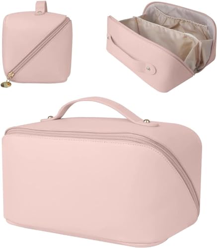 wasserdichte Reise-Kosmetiktasche mit Reißverschluss für Damen, Große Kapazität, Tragbare Make-up-Organizer-Tasche, PU-Leder, Aufbewahrung, Reise-Kulturbeutel, Hautpflegetasche,B von LoKori